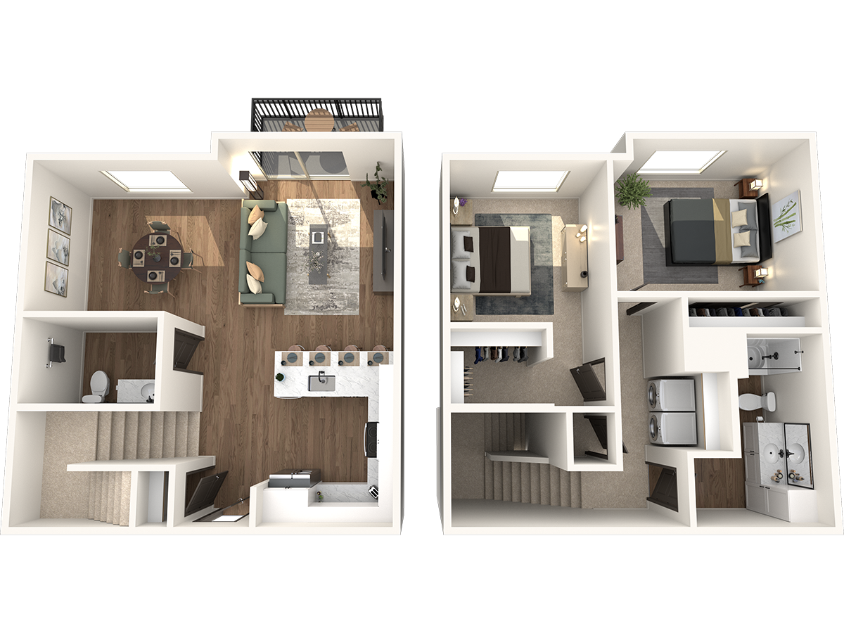 Floor plan for 2 beds, 2 baths, 1236 sqft